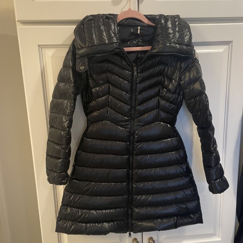 MONCLER Faucon Quilted Down Coat, Black, Size 0